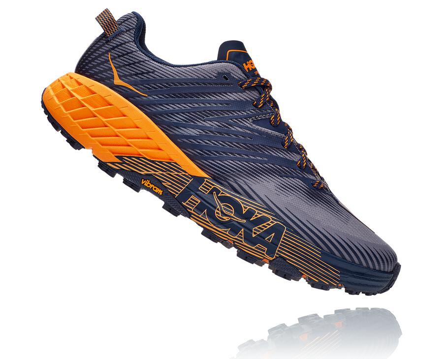 Trail Shoes Mens - Hoka One One Speedgoat 4 - Blue/Orange - CMDVZLP-24